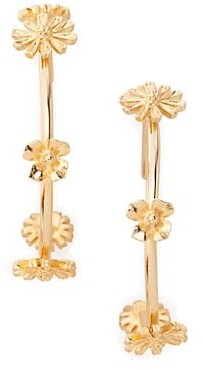 Carolina Herrera Goldtone Floral Hoop Earrings