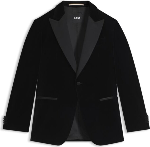 HUGO BOSS Slim-fit tuxedo jacket in cotton velvet