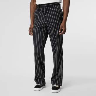 Burberry Pinstriped Stretch Wool Wide-leg Tailored Trousers