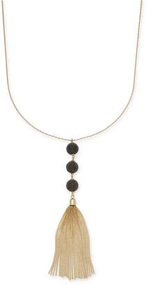 INC International Concepts Two-Tone Triple-Ball and Chain Tassel Pendant Necklace, Created for Macy's