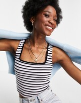 Thumbnail for your product : ASOS DESIGN vest in lilac stripe with lace trim