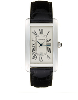 Thumbnail for your product : Cartier Tank Americaine Black Leather Watch, 27mm