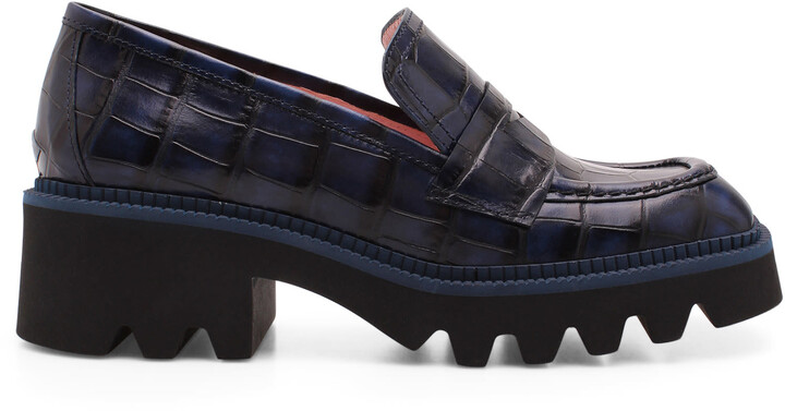 croc effect leather loafers
