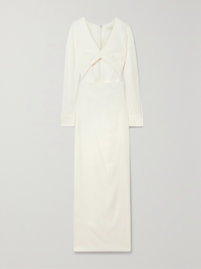 Sally LaPointe Cutout Crepe Maxi Dress - Cream