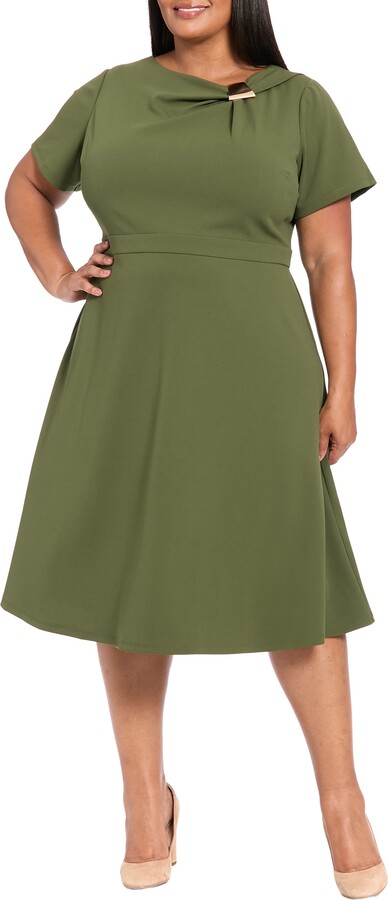 London Times Hardware Trim Scuba Fit & Flare Dress