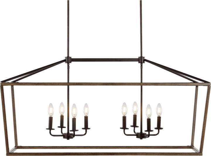 Jonathan Y Designs Oriana 8-Light Iron Farmhouse Industrial Lantern Led Pendant