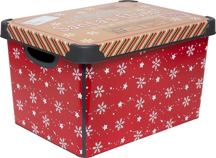 Simplify Santa's Elves Storage Tote Bin with Lid, Plastic, Multicolored (9080-30)