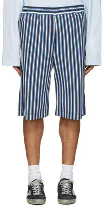 MSGM Blue Striped Shorts