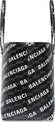 Balenciaga signature medium east-west shopper bag bb monogram coated canvas  in beige-Via Manzoni