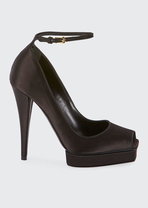 satin peep toe heels