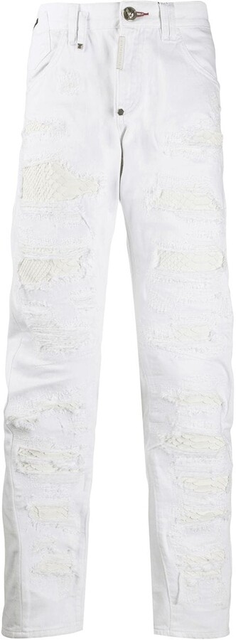 white destroyed jeans mens