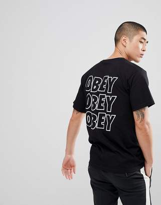 Obey T-Shirt With Jumble Logo Back Print In Black