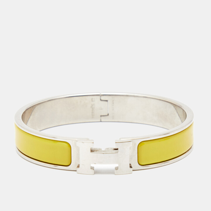 Party Style Women's Hermes Yellow Gold Plated Diamonds Bangle H Logo &  Horseshoe Cutwork Bracelet
