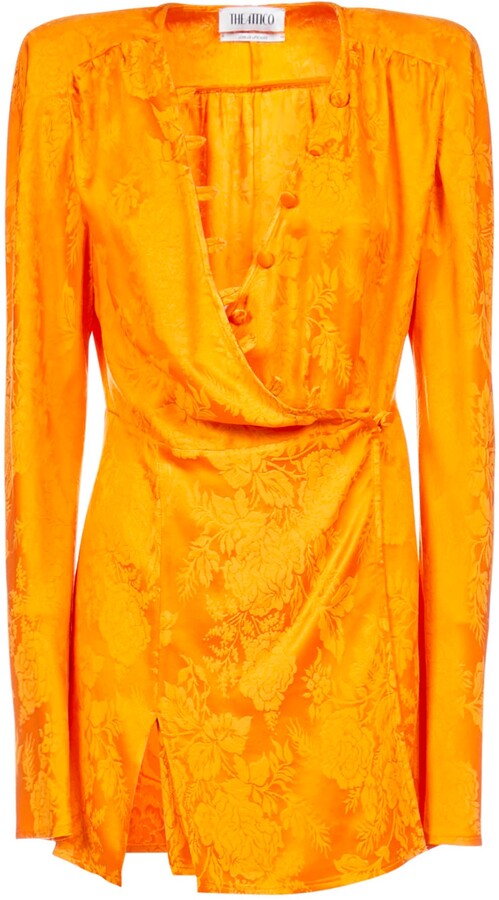 orange jacquard dress
