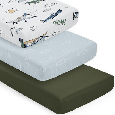 Airplane Green and Blue 3 Pack Fitted Crib Sheets by Sweet Jojo Designs