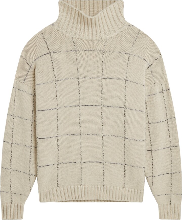 Dunhill Cashmere Check Funnel-Neck Sweater