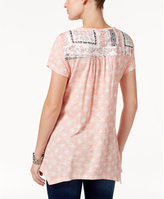 Thumbnail for your product : Style&Co. Style & Co Style & Co Petite Mixed-Print Handkerchief-Hem Top, Created for Macy's
