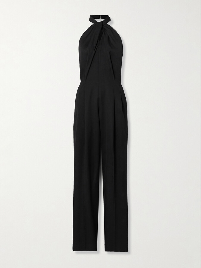 Golden Goose Journey Cutout Wool-gabardine Halterneck Jumpsuit - Black