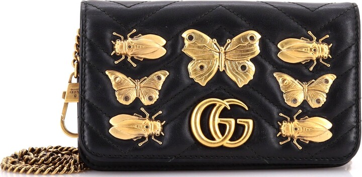 Gucci GG Marmont Chain Flap Bag Embellished Matelasse Leather Mini