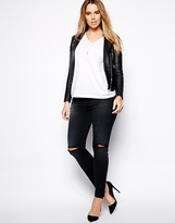 Thumbnail for your product : ASOS CURVE Ridley Skinny Jean In Washed Black With Ripped Knee