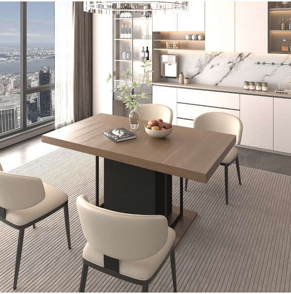 GDFStudioNadiaFarmhouseRectangleExtendableDiningTableBlack/Brown