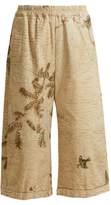Thumbnail for your product : By Walid Hazy-jungle Print Cotton-canvas Wide-leg Trousers - Womens - Beige Print