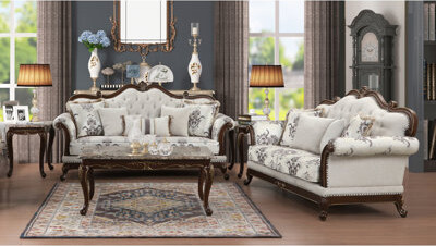 Bloomsbury Market Traditional Style 2PC button tufted Living Room Set