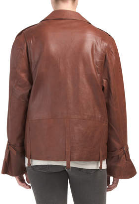 Oversized Trapunto Leather Jacket