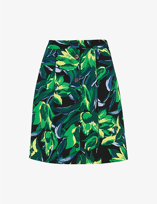 Whistles Floral-print crepe mini skirt