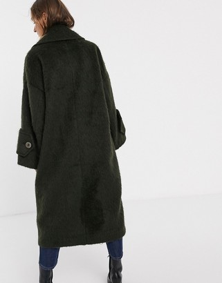 ASOS DESIGN hero coat with cuff detail in khaki