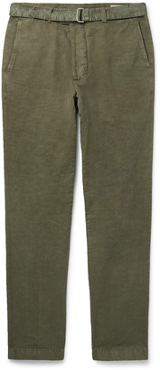 Officine Generale Julian Slim-Fit Garment-Dyed Cotton And Linen-Blend Trousers