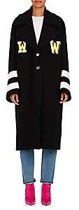 Off-White Women's "Grandpa" Embellished Wool-Blend Melton Coat - Black