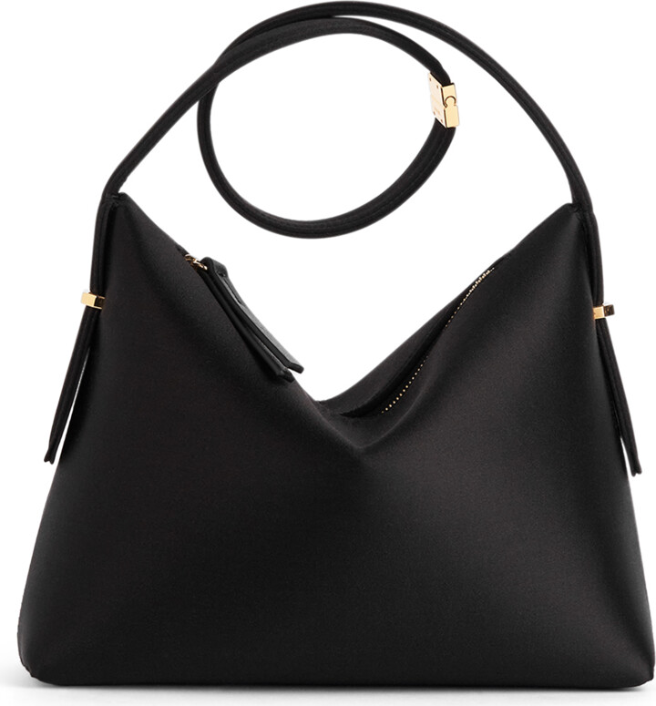 Toteme Bevel Satin Wristlet Black