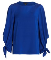 Thumbnail for your product : St. John Stretch-Silk Crepe De Chine Tie-Cuff Blouse