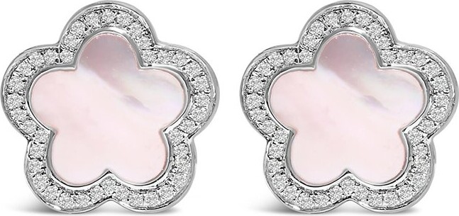 Haus Of Brilliance Colorful Gemstones 14K 0.18 Ct. Tw. Diamond & Mother Of Pearl Stud Earrings