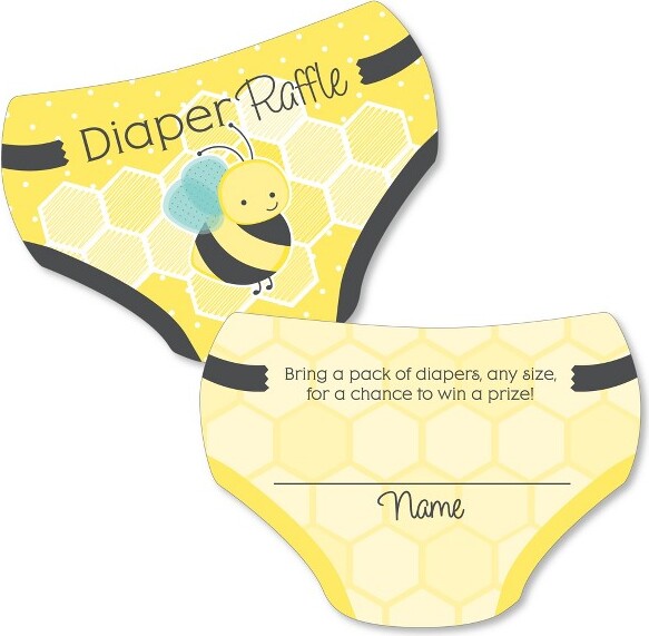 Big Dot of Happiness Honey Bee Diaper Shaped Raffle Ticket Inserts
