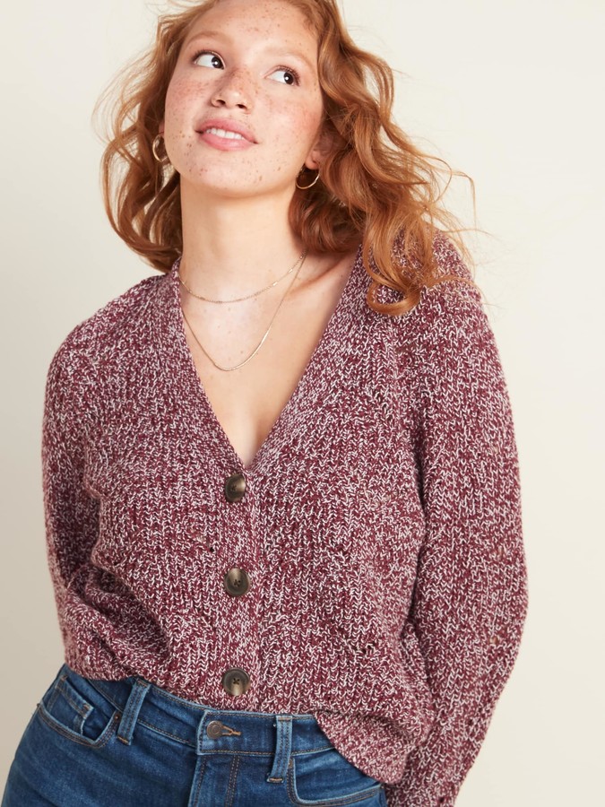 Old Navy Pointelle-Knit V-Neck Button 