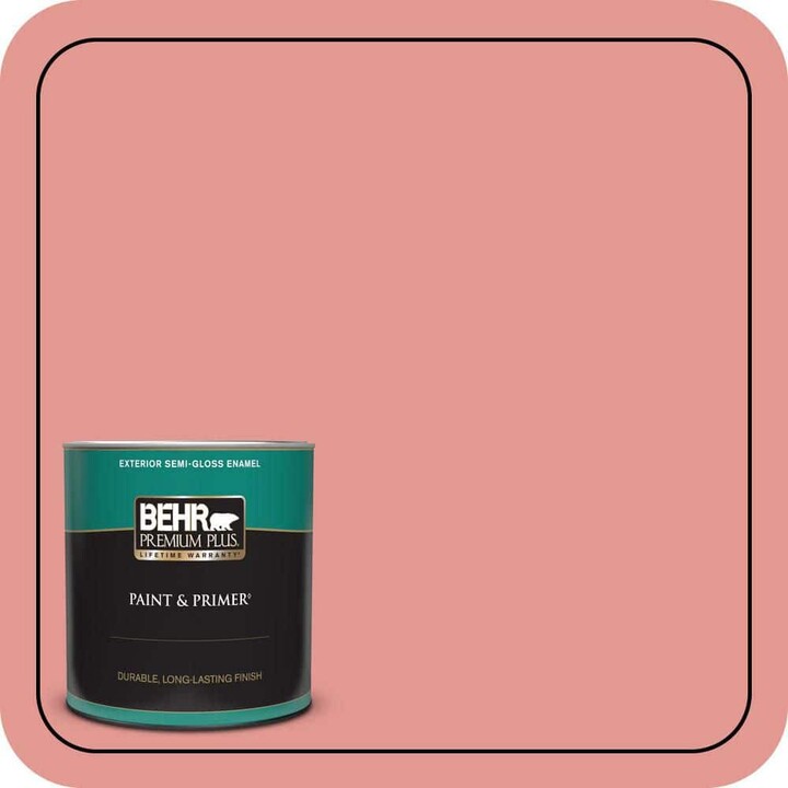 BEHR PREMIUM PLUS 1 qt. #160D-4 Strawberry Rose Semi-Gloss Enamel Exterior Paint & Primer