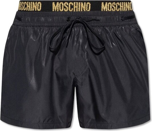 Moschino Logo Waist Drawstring Swim Shorts - ShopStyle