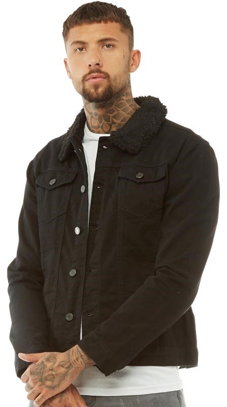 brave soul denim jacket with borg collar