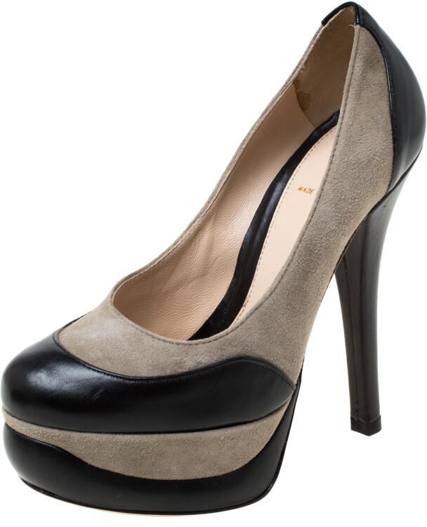 dark grey platform heels