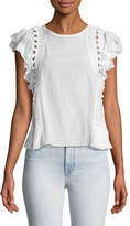 Thumbnail for your product : Sea Khloe Crochet Pompom Sleeveless Cotton-Blend Top