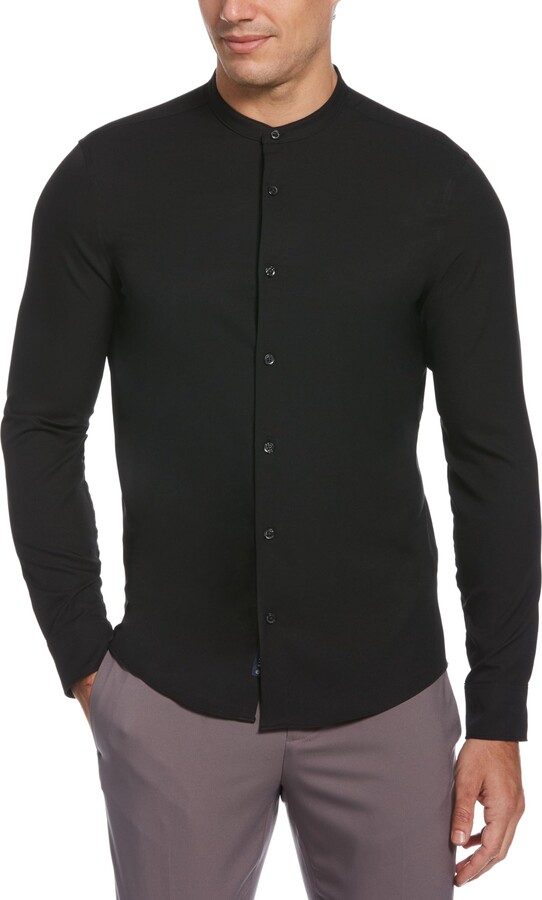 Perry Ellis Motion Men's Slim Fit Net Long Sleeve Button-Down
