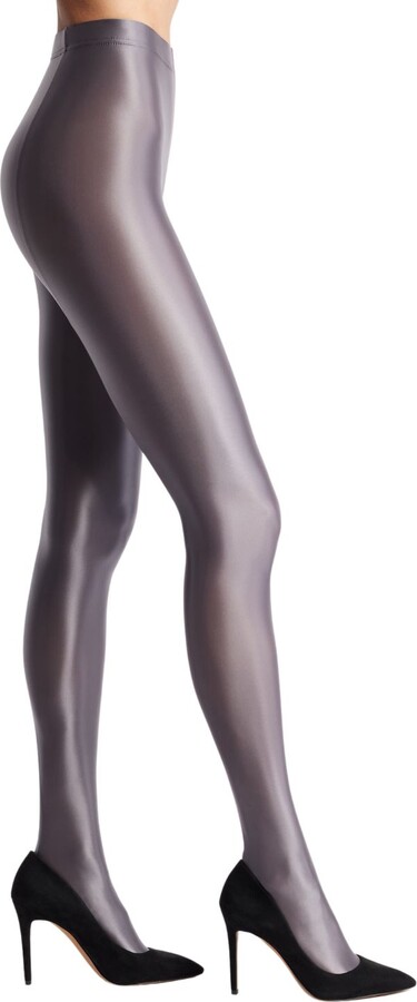 High Heel Jungle by Kathryn Eisman Satin Finish Tights Dark Grey