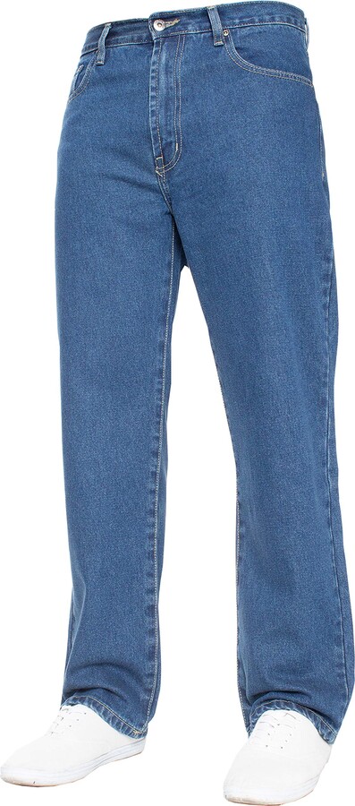 BLUE CIRCLE New Mens Straight Leg Basic Heavy Work Jeans Denim Pants ...