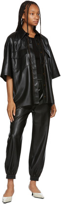 Nanushka Black Vegan Leather Roque Short Sleeve Shirt