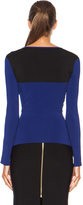 Thumbnail for your product : Roland Mouret Harmonia Color Block Knit Rayon-Blend Top in Royal Blue Multi
