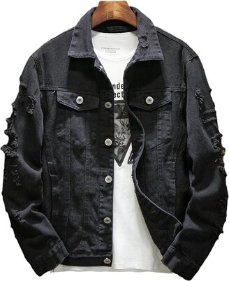 Black Denim Cheap Mens Jean Jackets Street Style Denim Jeans