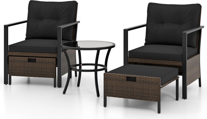 Gouun 4 Piece Outdoor Furniture Set with Glass Topped Table