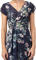 Thumbnail for your product : Kay Unger New York Floral-Print Striped Chiffon Tulip-Sleeve Blouson Gown